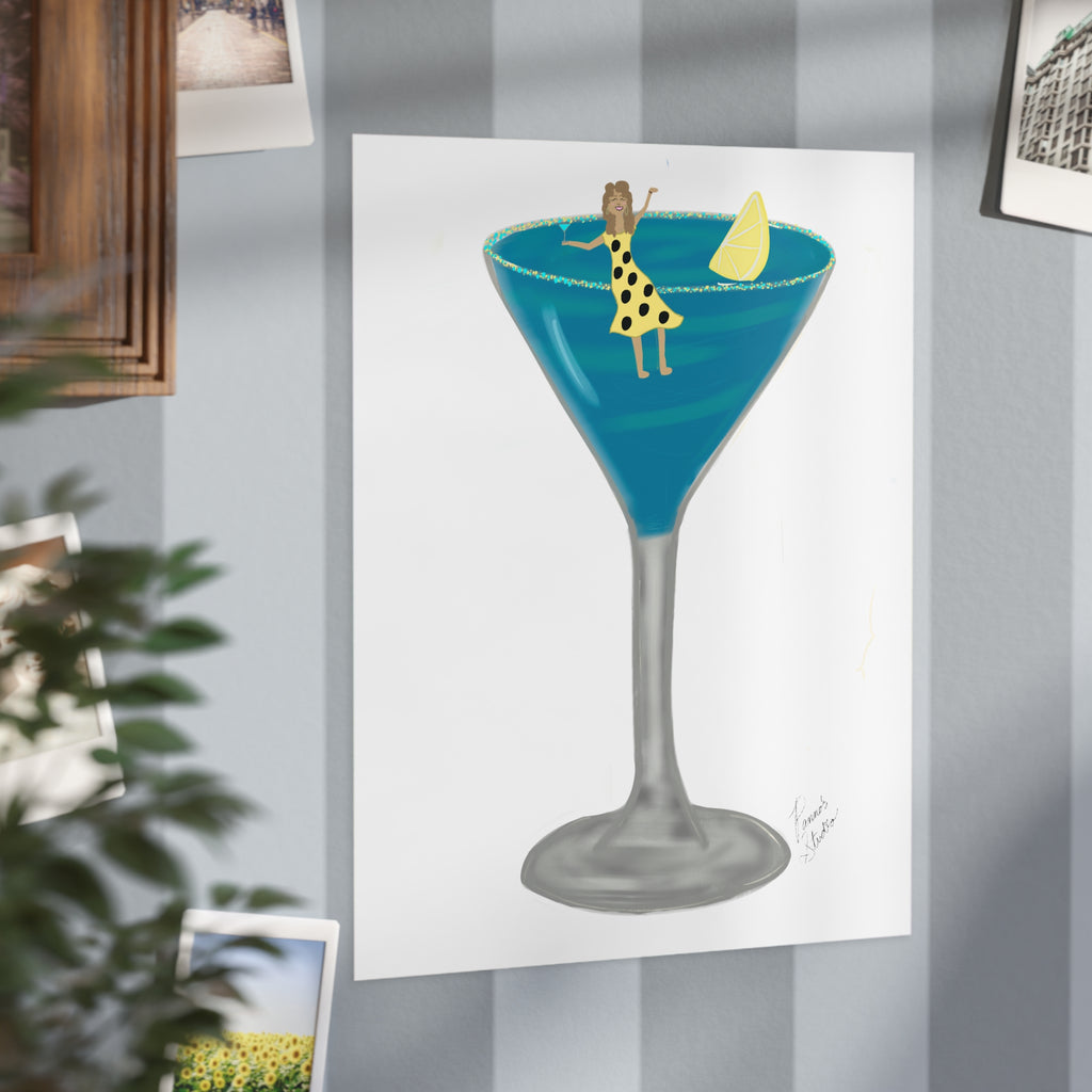 Blue Lemon Cocktail Print
