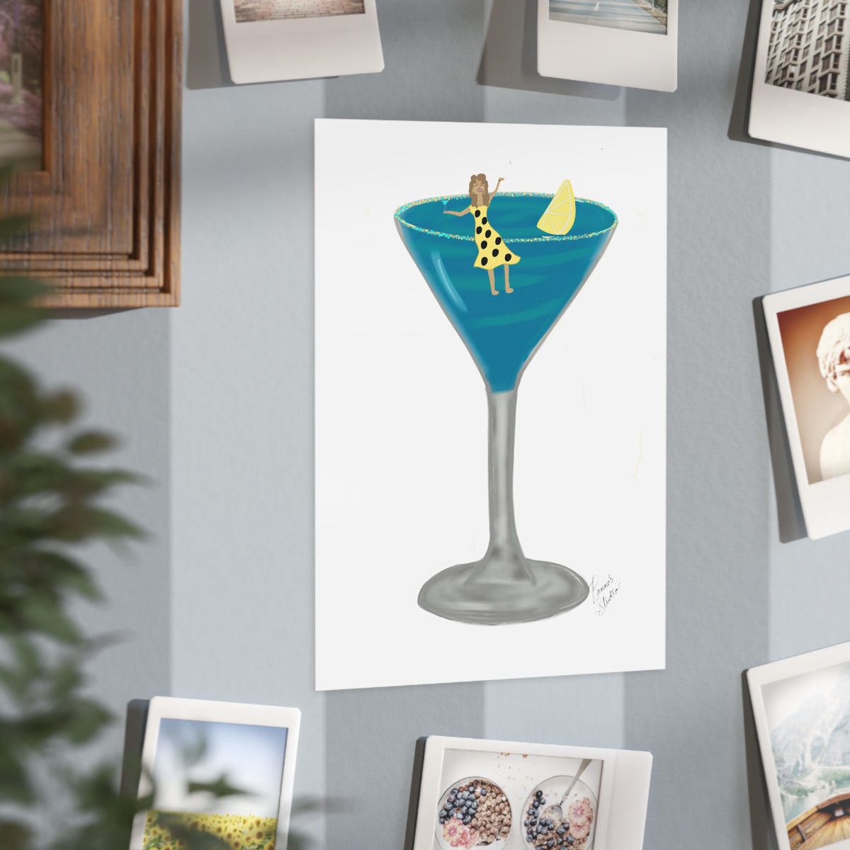 Blue Lemon Cocktail Print