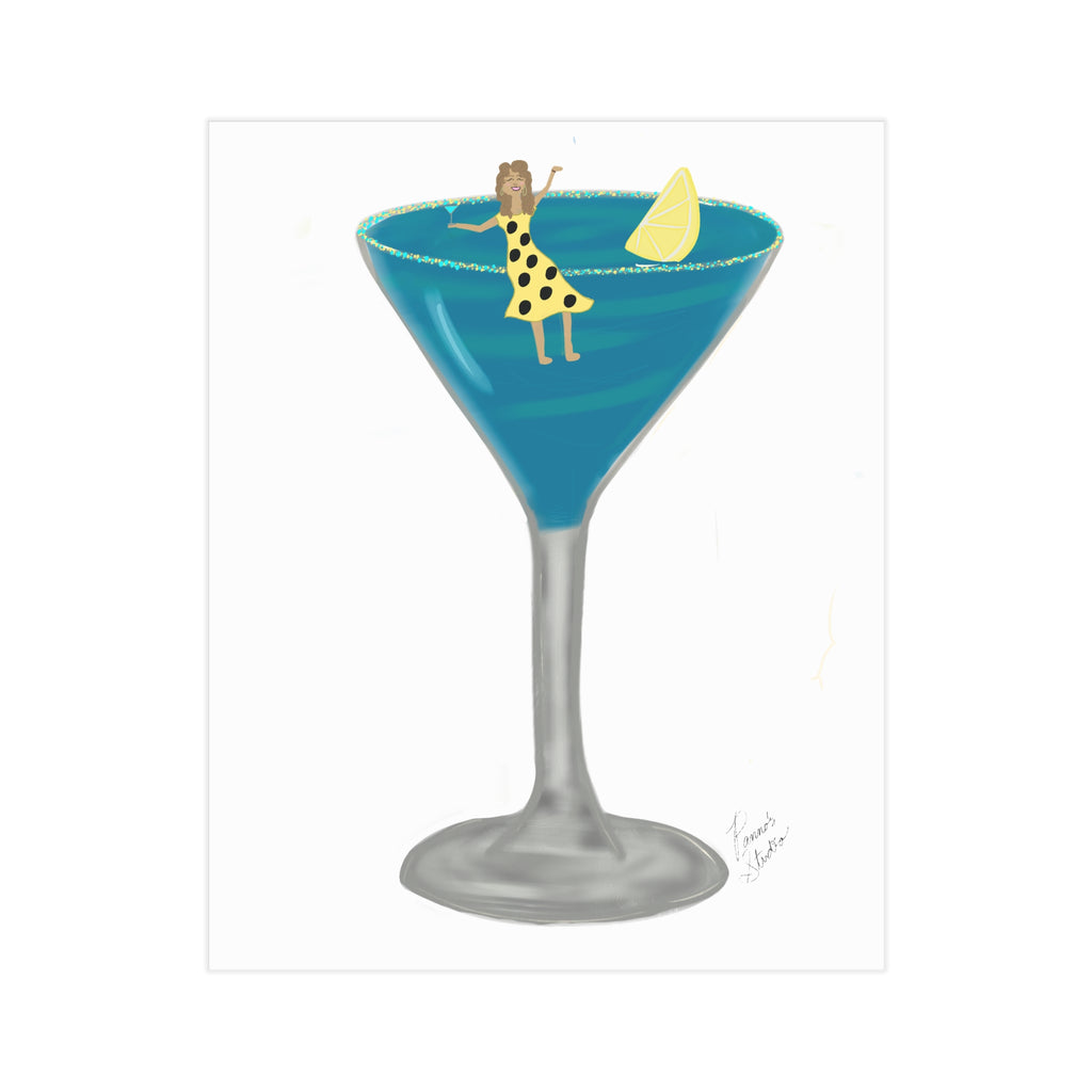 Blue Lemon Cocktail Print