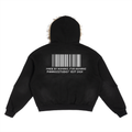 barcode fur lined hoodie